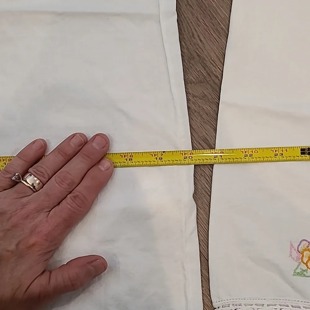 Vintage Embroidered White Pillowcases with Floral Design